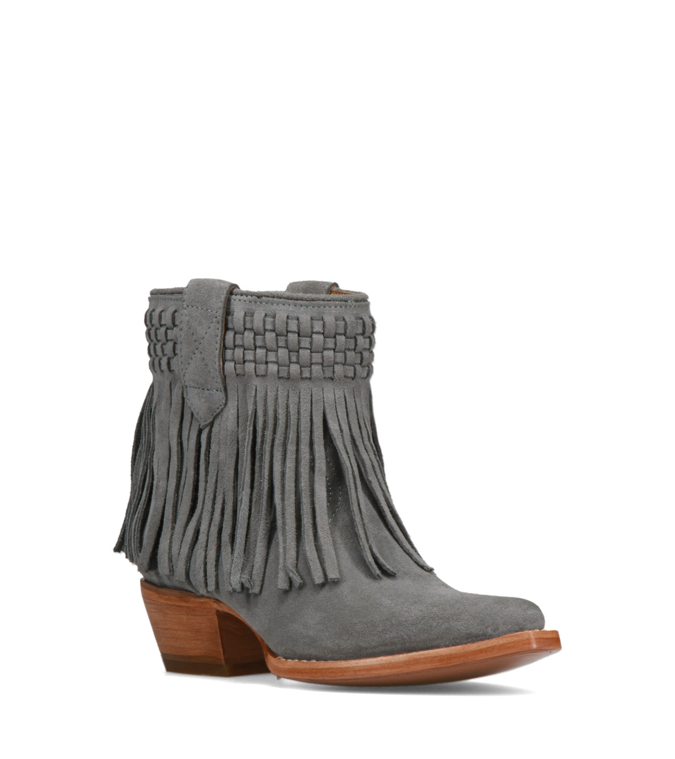 Sacha Short Fringe Bootie - Steel Blue (FR41043-STBL)