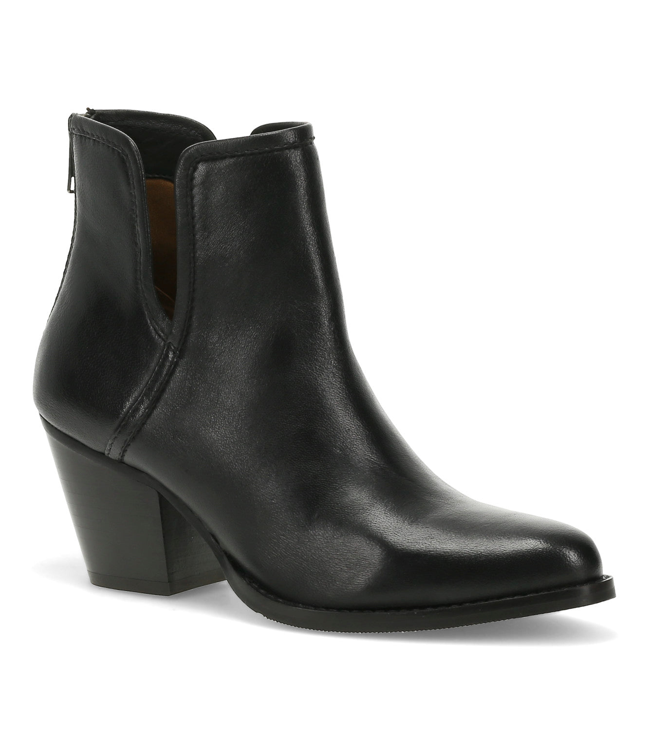 Nanny Block Heel Bootie - Black Leather (BT30991)