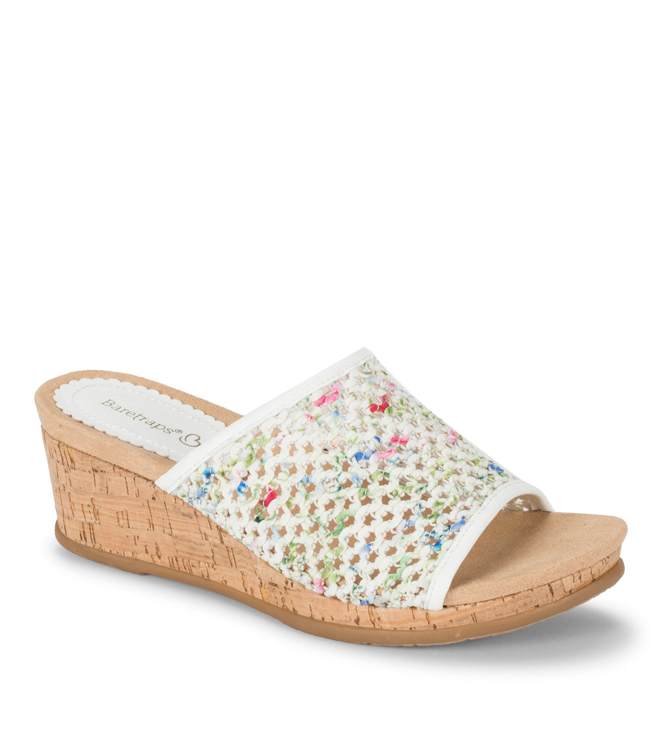 Flossey Wedge Slide Sandal - White Multi Flower (BT28985)