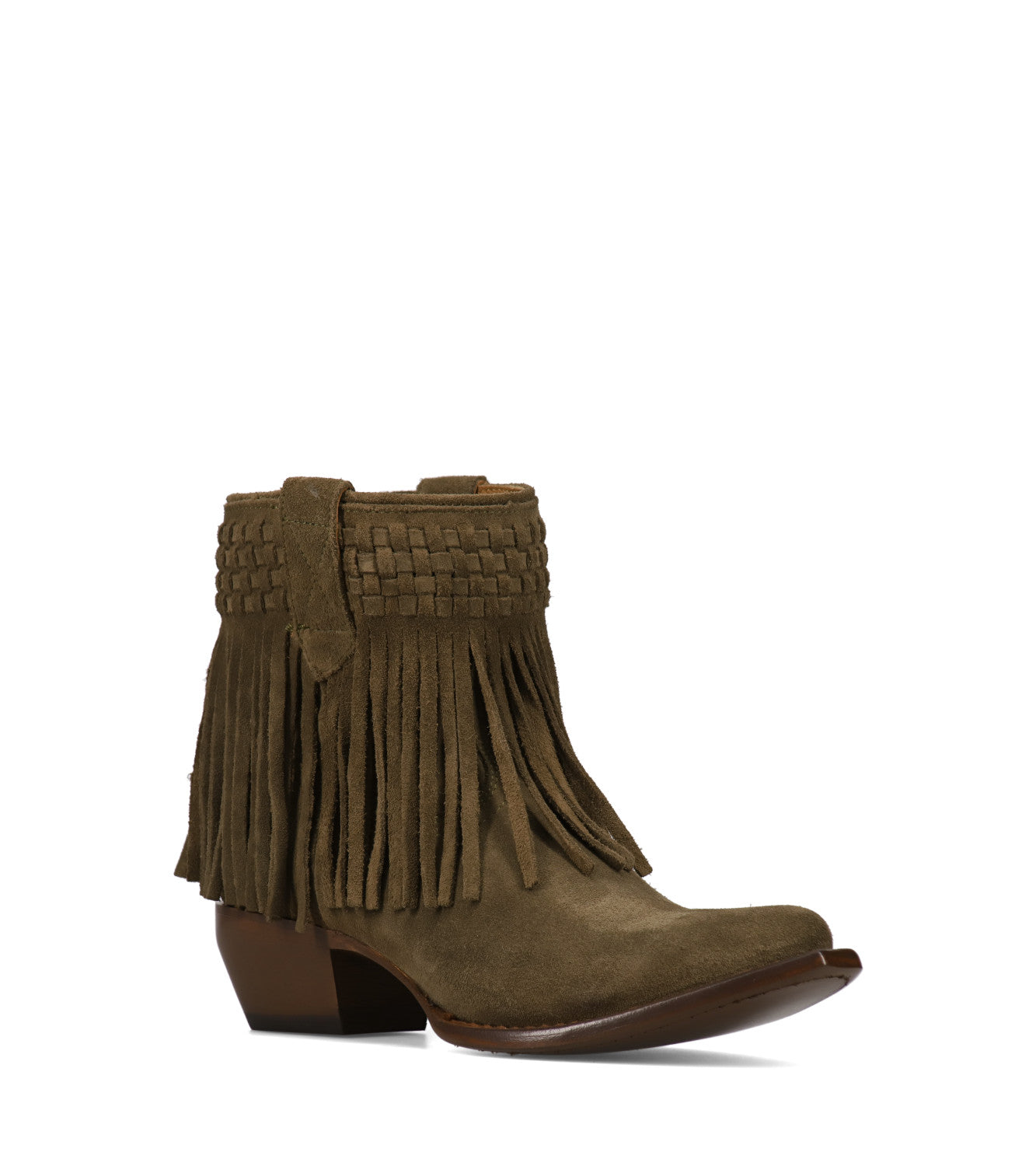 Sacha Short Fringe Bootie - Moss (FR41311-MOSS)