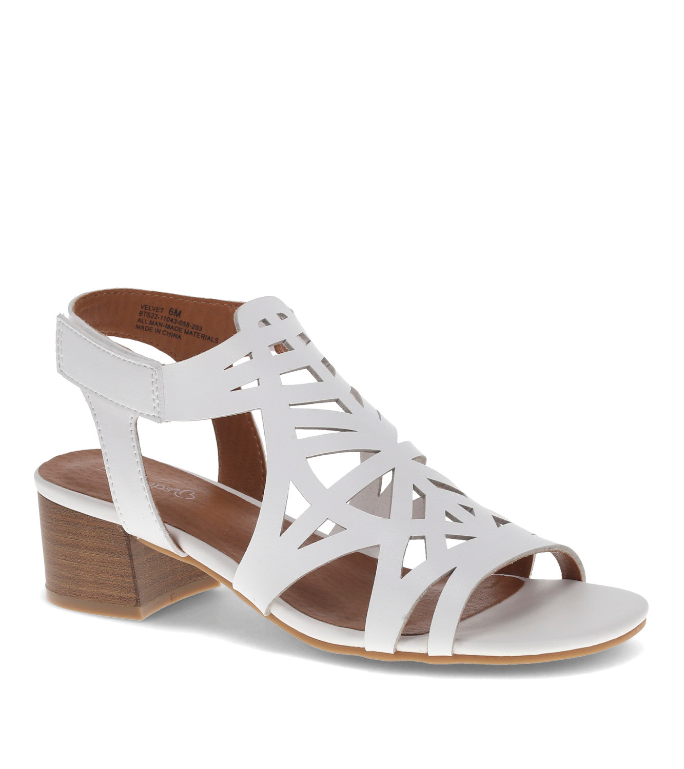 Velvet Block Heel Sandal - White (BT30362)