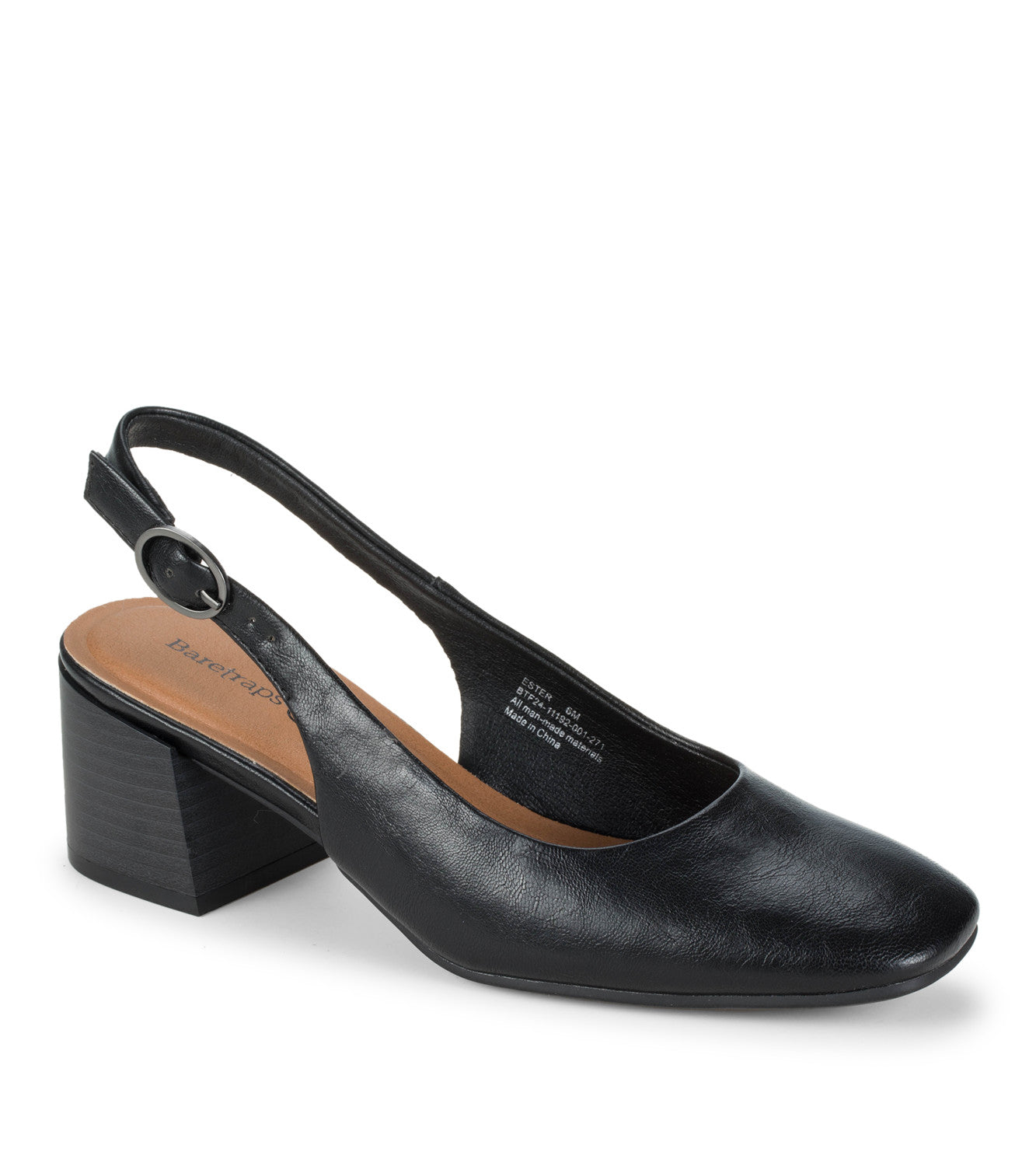 Ester Block Heel Slingback Pump - Black/Black (BT31537)