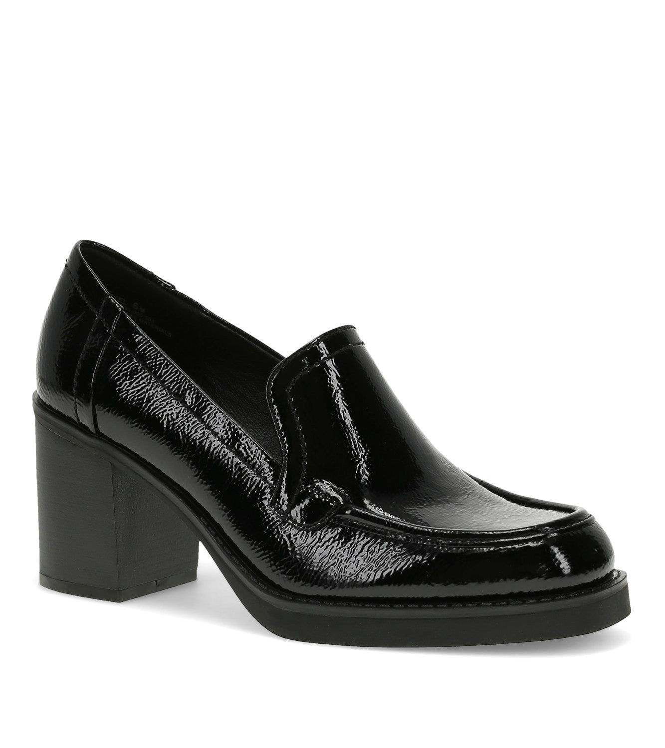 Gretel Block Heel Loafer - Black Patent (BT30968)