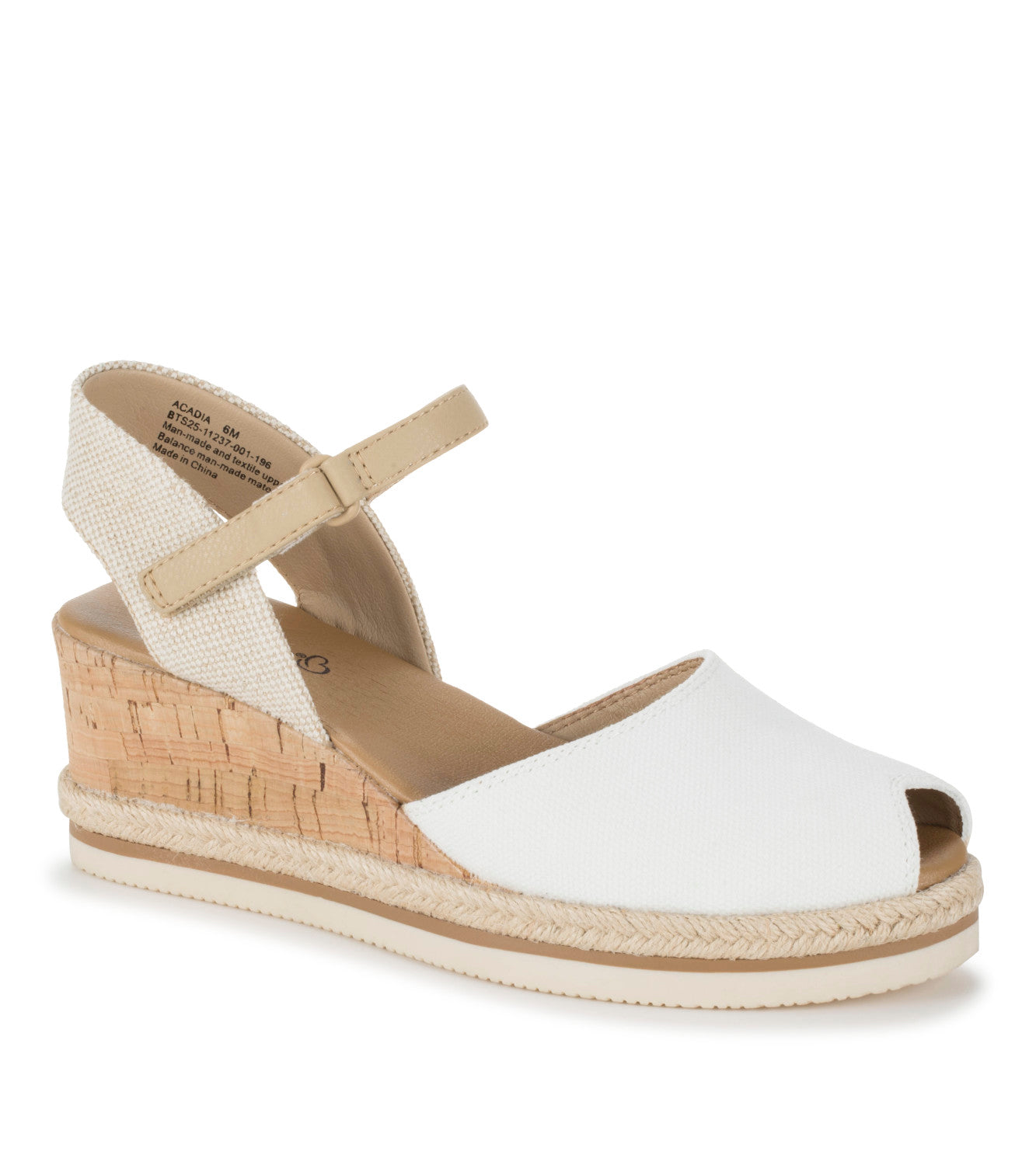 Acadia Peep Toe Wedge Sandal - White (BT31117)