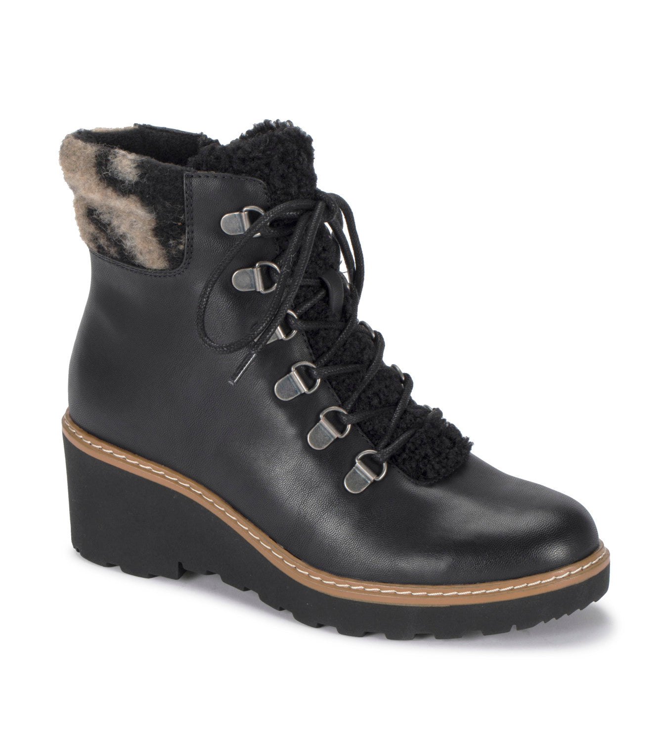 Nasha Lace Up Wedge Bootie - Black (BT28393)