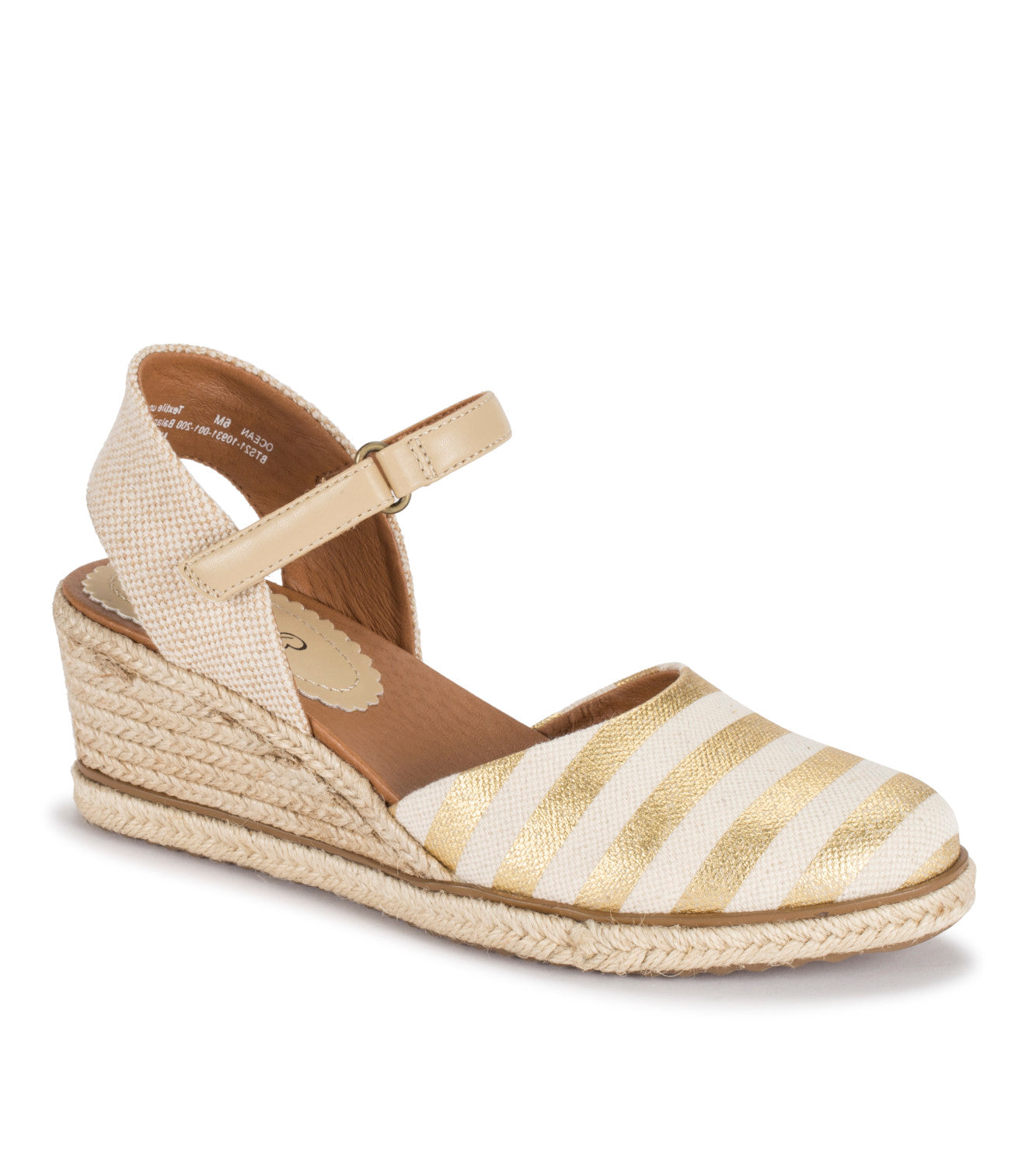 Ocean Closed Toe Wedge Sandal - Gold Natural Canvas (BT27971)