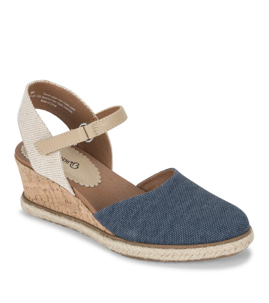 Ocean Closed Toe Wedge Sandal - Navy Blue Canvas (BT28733)