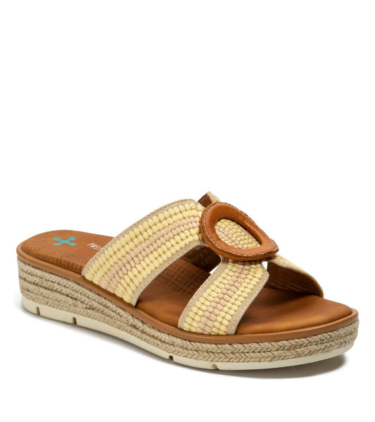 Bliss Espadrille Slide Sandal - Yellow/Cream (BT27304)
