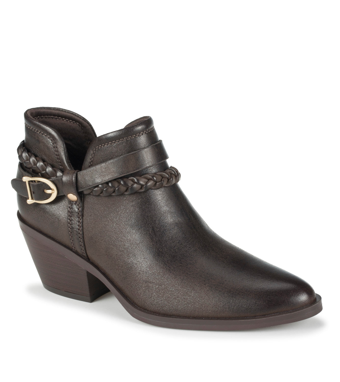 Daisie Block Heel Ankle Bootie - Dark Brown (BT32027)