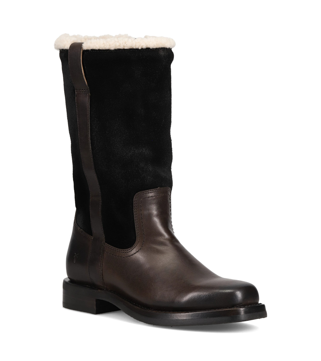 Campus Low Heel Mid Shearling Boot - Black (FR42111-BLAC)