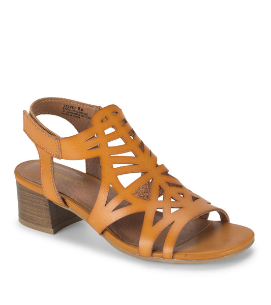Velvet Block Heel Sandal - Safari Yellow (BT29243)