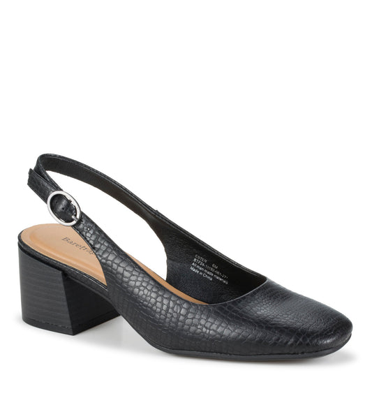 Ester Block Heel Slingback Pump - Black Croco (BT31604)