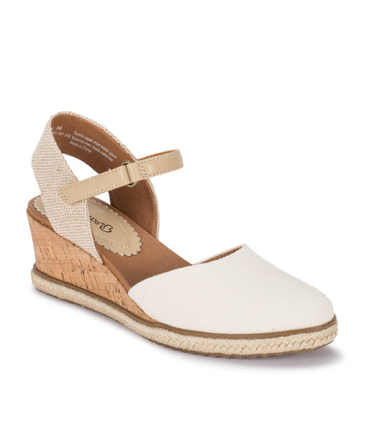 Ocean Closed Toe Wedge Sandal - Cream Canvas (BT28838)