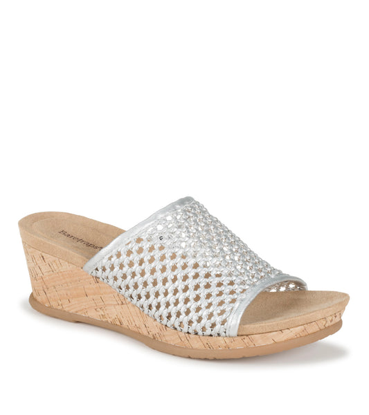 Flossey Wedge Slide Sandal - Silver (BT31946)