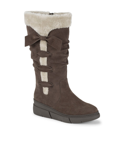 Larenna Tall Wedge Boot - Dark Brown Suede (BT31757)