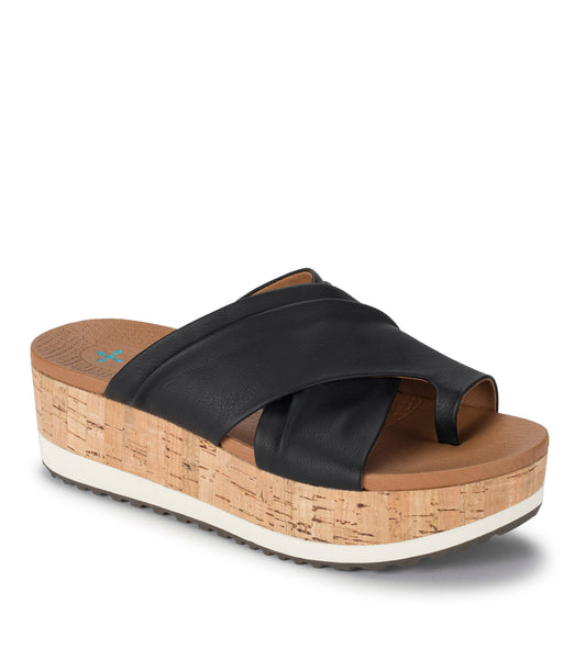 Holly Platform Wedge Sandal - Black/Natural (BT28676)