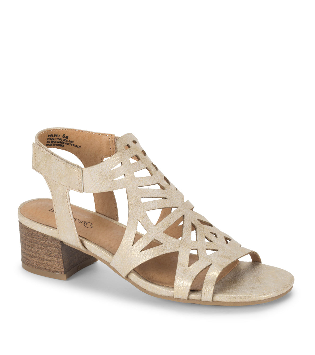 Velvet Block Heel Sandal - Soft Gold (BT29680)