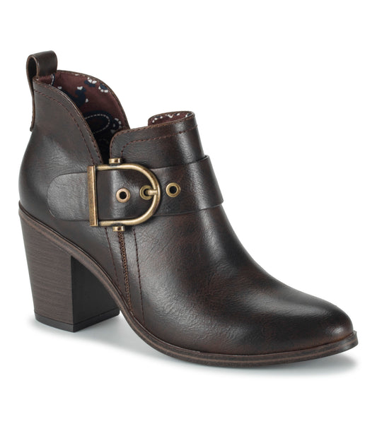 Karina Block Heel Ankle Bootie - Dark Brown (BT30137)