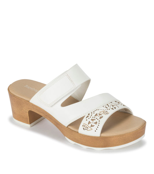 Gigi Block Heel Slide Sandal - White (BT29188)