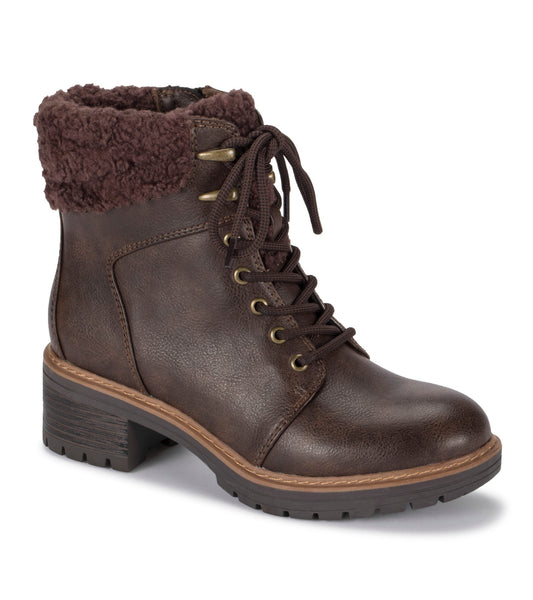 Akira Lace Up Bootie - Dark Brown Shearling (BT28356)