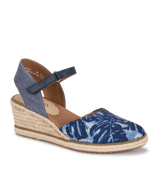 Ocean Closed Toe Wedge Sandal - Blue Multi Print (BT27941)