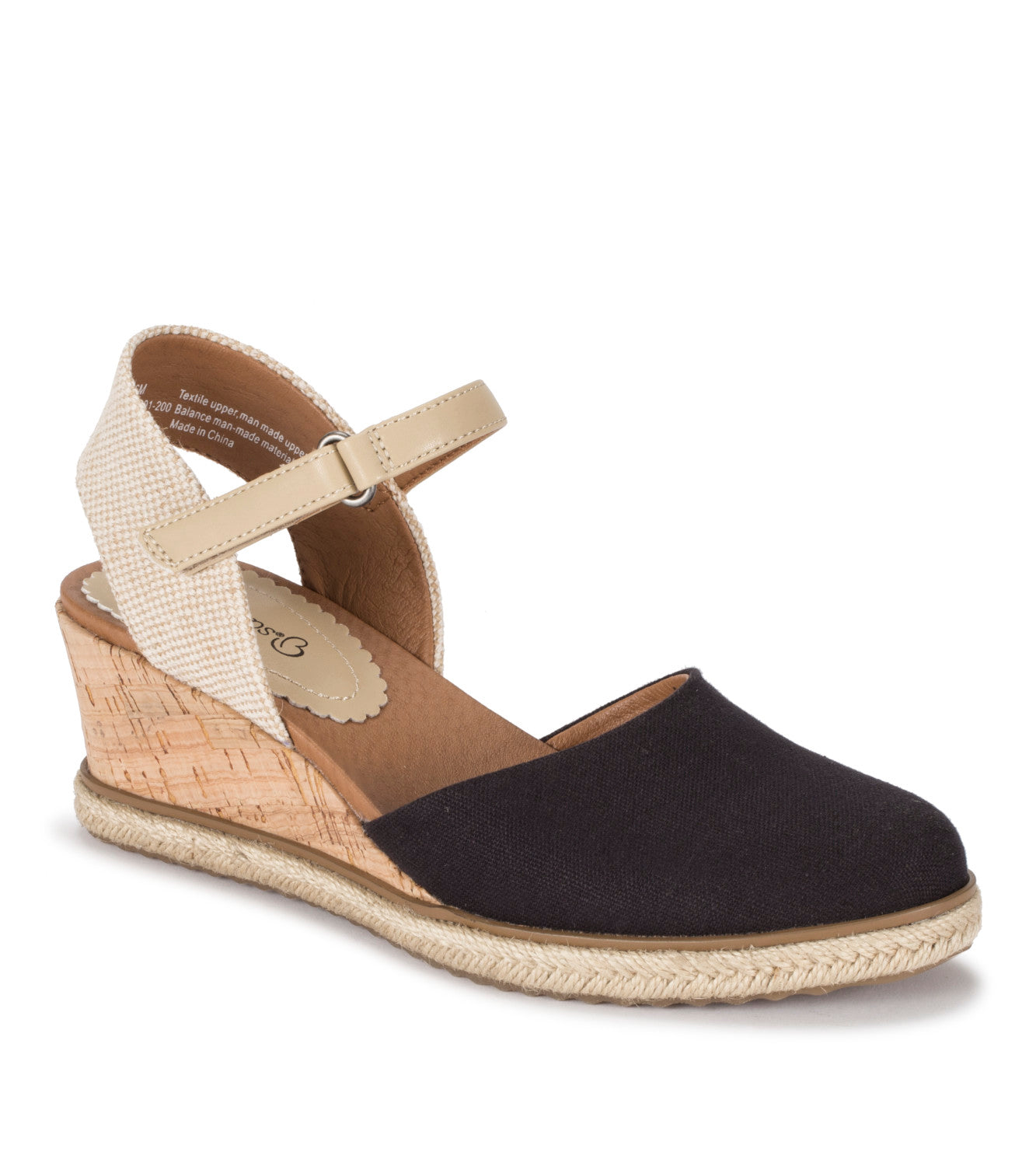 Ocean Closed Toe Wedge Sandal - Black Canvas (BT27942)