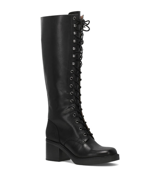 Fynn Knee High Lace Up - Black (FO10506)