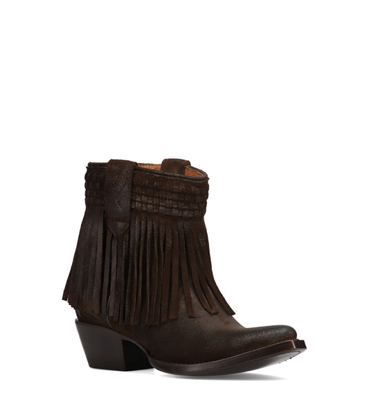 Sacha Short Fringe Bootie - Chocolate (FR40808-CHOC)