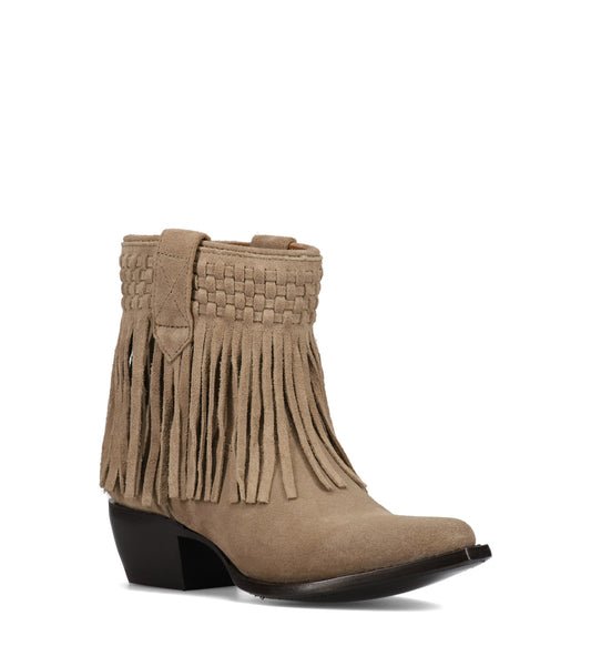 Sacha Short Fringe Bootie - Taupe (FR41043-TAUP)