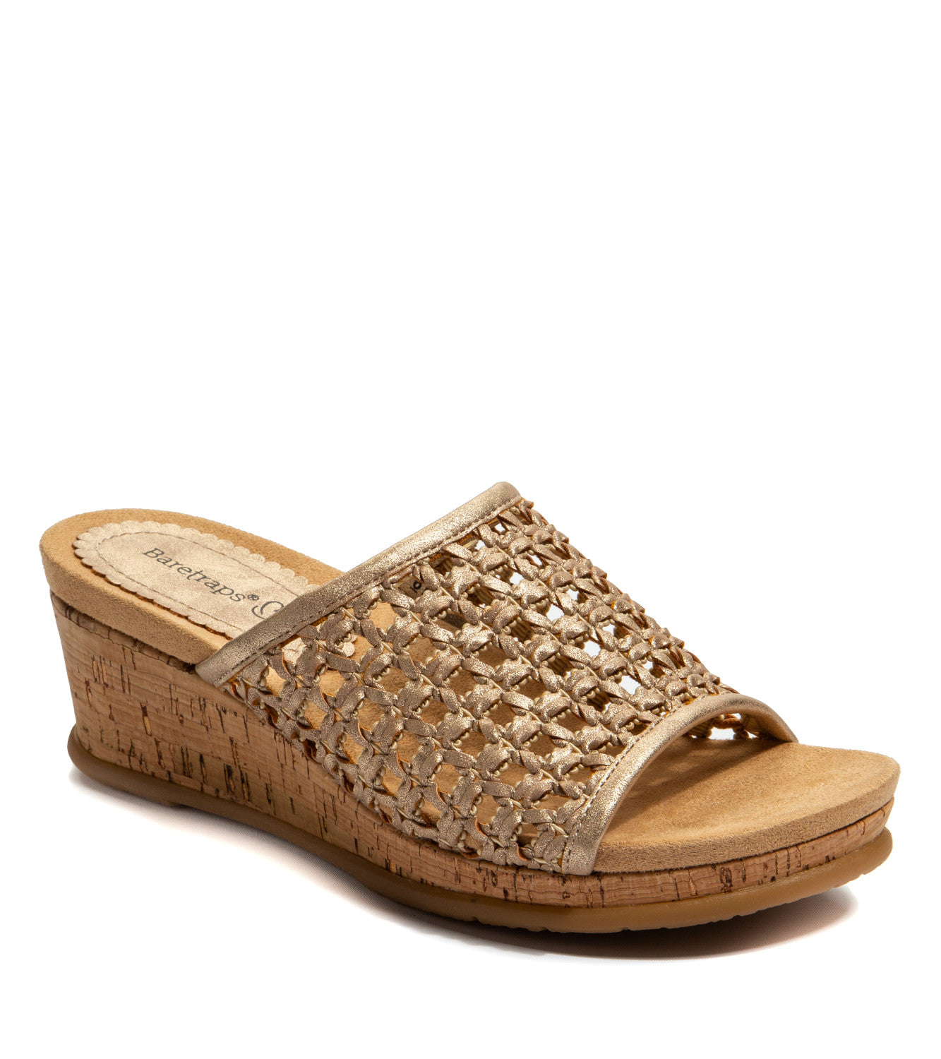 Flossey Wedge Slide Sandal - Soft Gold Woven (BT27096)