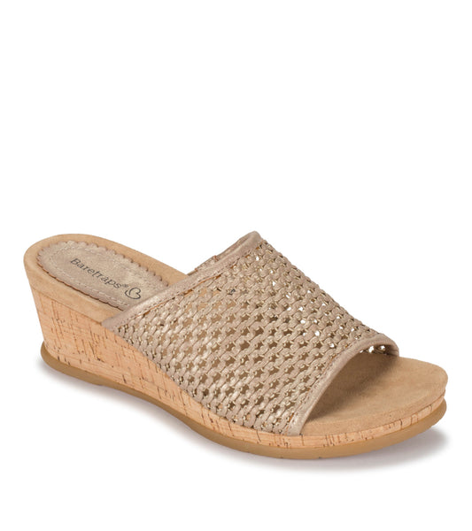 Flossey Wedge Slide Sandal - Soft Gold (BT26520)