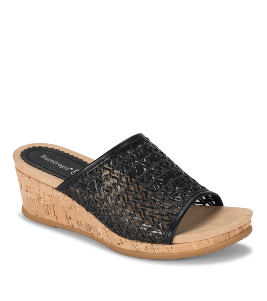 Flossey Wedge Slide Sandal - Black Crosshatch (BT28983)