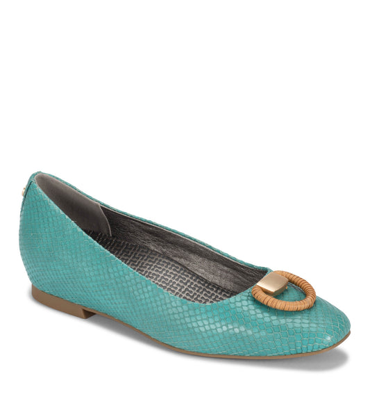Perrie Casual Flat - Aqua Snake Leather (BT28080)