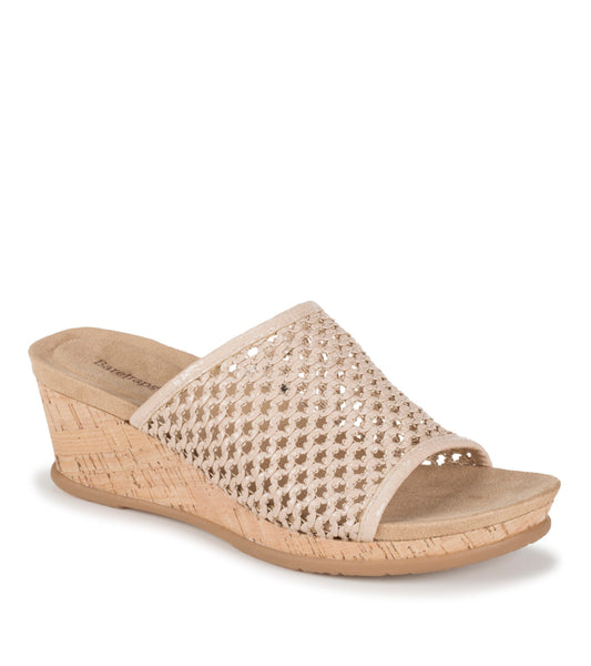 Flossey Wedge Slide Sandal - Beige (BT31880)