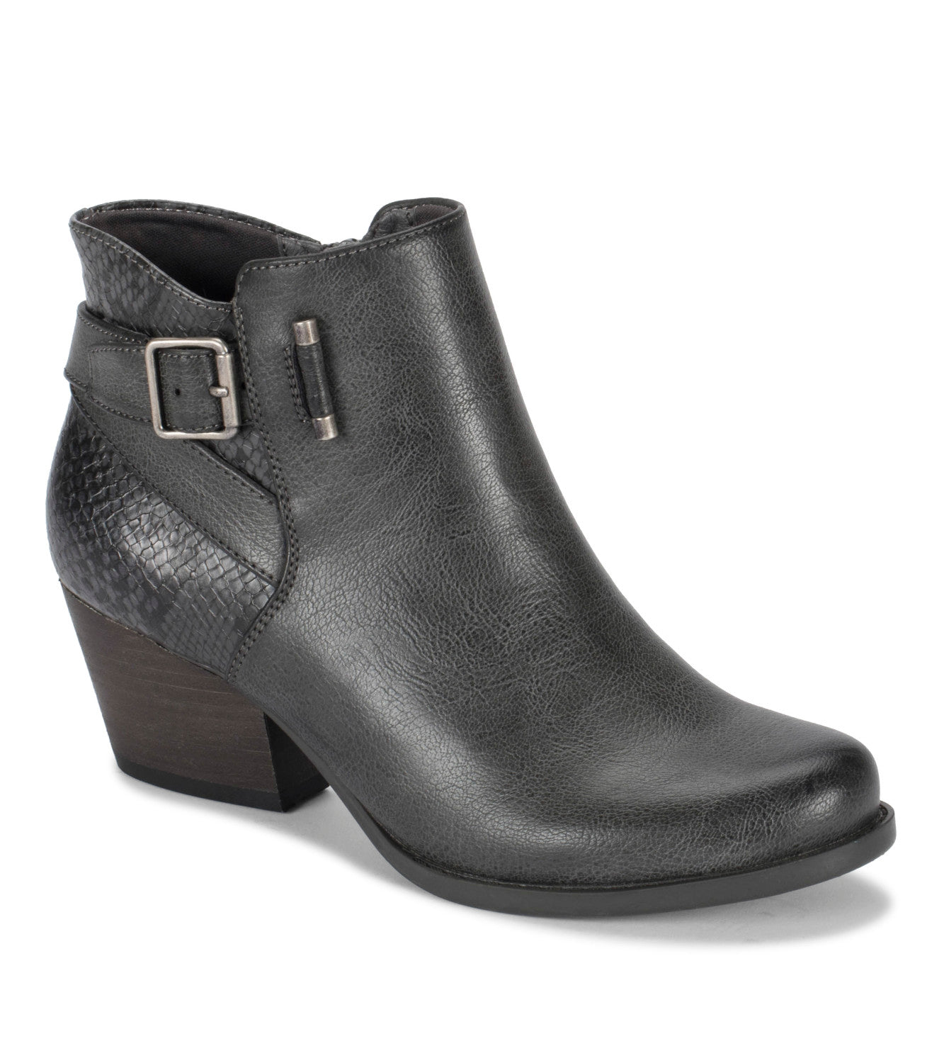 Reggie Block Heel Bootie - Dark Grey Snake (BT28298)