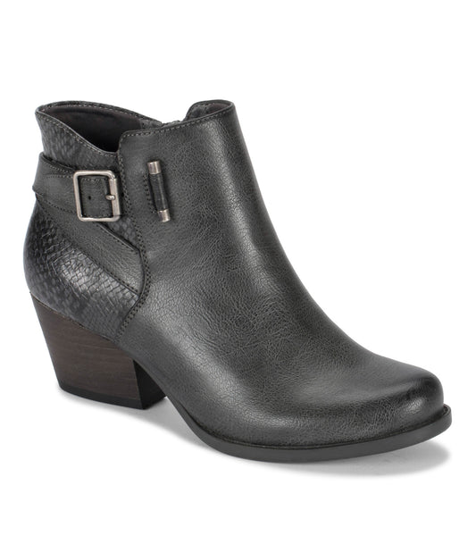 Reggie Block Heel Bootie - Dark Grey Snake (BT28298)