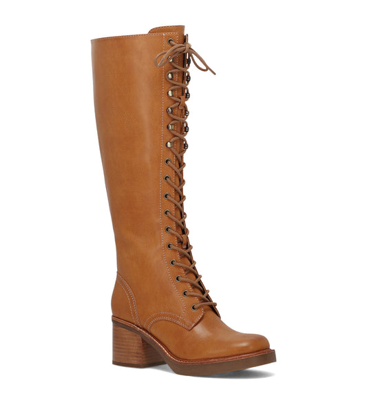 Fynn Knee High Lace Up - Retro Tan (FO10557)