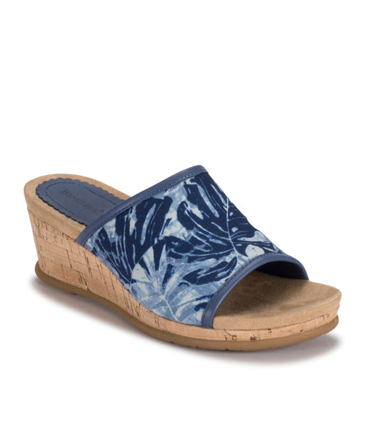 Flossey Wedge Slide Sandal - Blue Multi Print (BT27962)