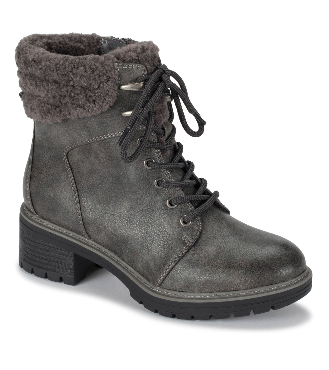 Akira Lace Up Bootie - Dark Grey Shearling (BT28357)