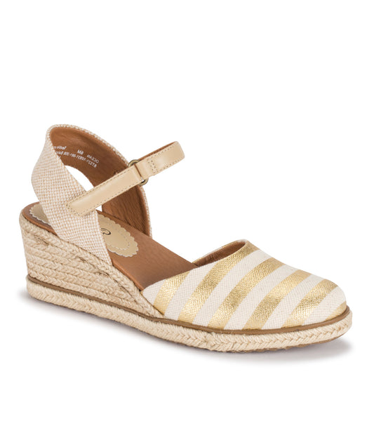 Ocean Closed Toe Wedge Sandal - Gold Natural Canvas (BT27971)
