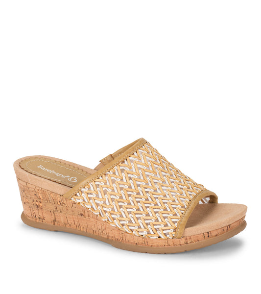 Flossey Wedge Slide Sandal - Natural/White Crosshatch (BT28683)