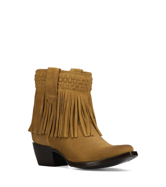 Sacha Short Fringe Bootie - Dark Sand (FR40808-DKSA)