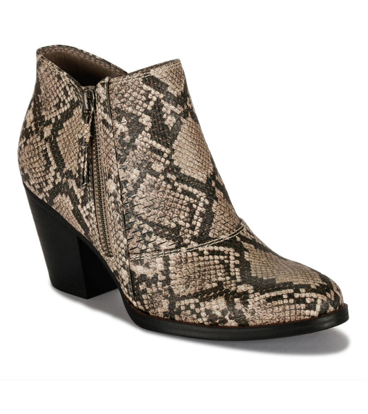 Cacie Block Heel Bootie - Natural Snake (BT27441)